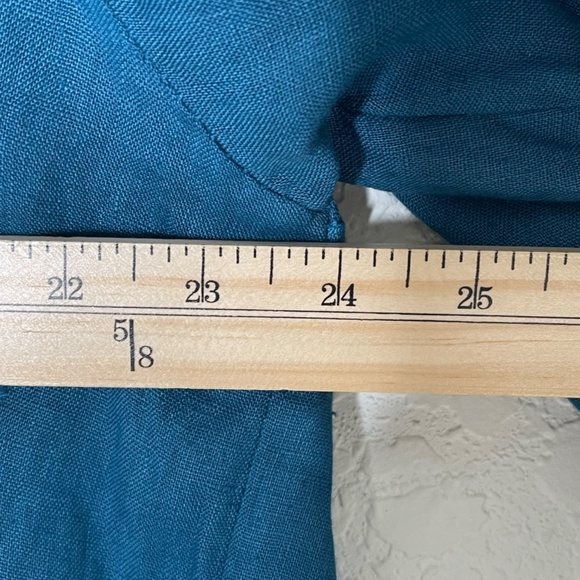 Made In Italy 100% Linen NWT Roll Tab Draped Open Long Overlay One Size Blue - Picture 13 of 14